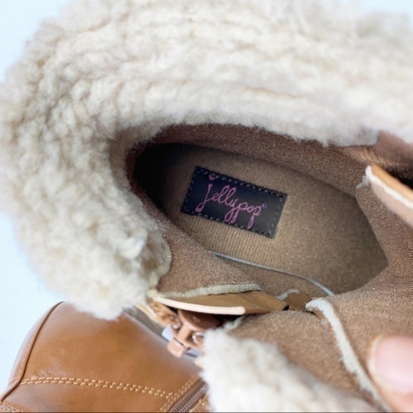 Cognac brown booties with Sherpa lining trim - Picture 16 of 16